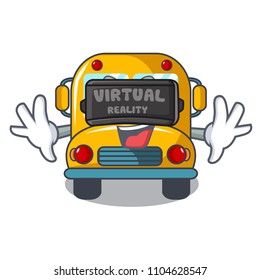 Virtual reality school bus mascot cartoon