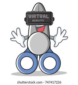 With virtual reality scissor character cartoon style