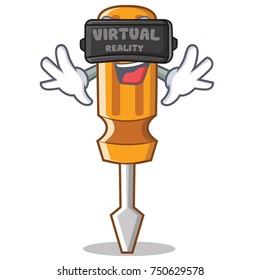 With virtual reality screwdriver character cartoon style