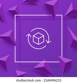Virtual reality set icon. 3d modeling of objects, box, 3 dimensional, Application Development. Vr text. Arrow 360 degree view. Metaverse concept. Vector line icon for Business and Advertising