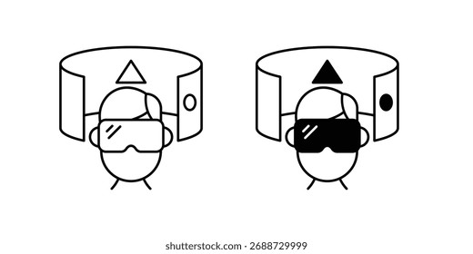 Virtual Reality-Set-Symbol mit weißem Hintergrund, Vektorgrafik