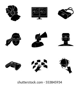 Virtual reality set icons in black style. Big collection of virtual reality vector symbol stock illustration