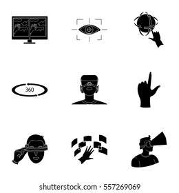 Virtual reality set icons in black style. Big collection of virtual reality vector symbol stock illustration