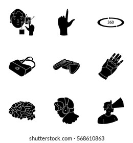 Virtual reality set icons in black style. Big collection of virtual reality vector symbol stock illustration