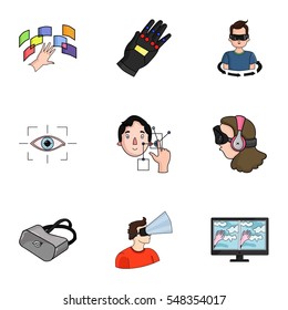 Virtual reality set icons in cartoon style. Big collection of virtual reality vector symbol stock illustration
