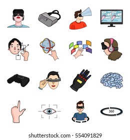 Virtual reality set icons in cartoon style. Big collection of virtual reality vector symbol stock illustration