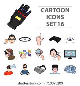 Virtual reality set icons in cartoon style. Big collection of virtual reality vector symbol stock illustration