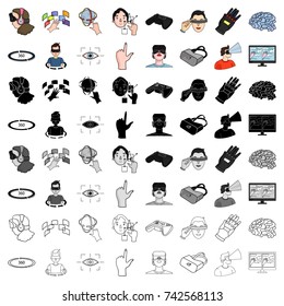 Virtual reality set icons in cartoon style. Big collection of virtual reality vector symbol stock illustration