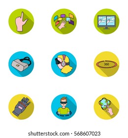 Virtual reality set icons in flat style. Big collection of virtual reality vector symbol stock illustration