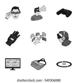 Virtual reality set icons in monochrome style. Big collection of virtual reality vector symbol stock illustration