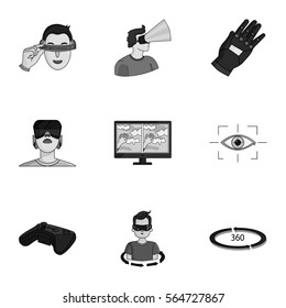 Virtual reality set icons in monochrome style. Big collection of virtual reality vector symbol stock illustration