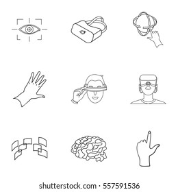 Virtual reality set icons in outline style. Big collection of virtual reality vector symbol stock illustration