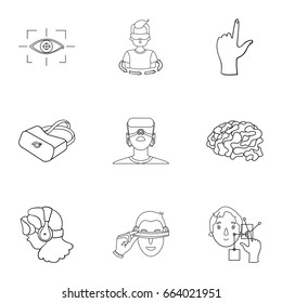 Virtual reality set icons in outline style. Big collection of virtual reality vector symbol stock illustration