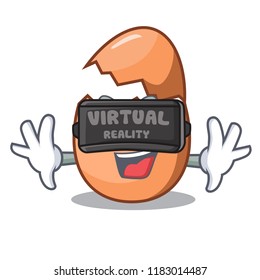 Virtual reality shell of broken egg on the mascot