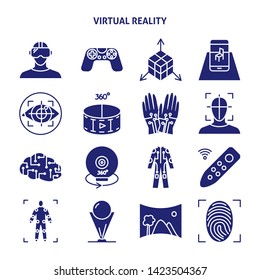 Virtual reality silhouette icon set in flat style. Modern computer technology symbols collection. Vector illustration.