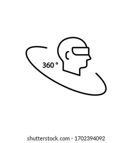 Virtual reality simple thin line icon vector illustration. Man with virtual reality glasses illustration.
