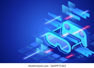 Virtual reality in smart factory. Isometric immersive training, real-time monitoring and interactive production planning, enhancing automation, efficiency, and future-ready industrial innovation