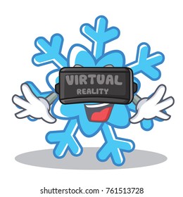 With virtual reality snowflake character cartoon style
