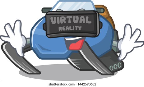 Virtual reality snowmobile isolated in the a cartoon