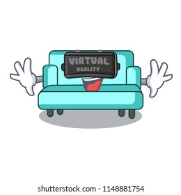 Virtual reality sofa mascot cartoon style