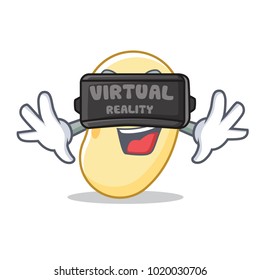 With virtual reality soy bean mascot cartoon