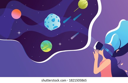 Concepto de ilustración de espacio de realidad virtual para plantilla de página de inicio