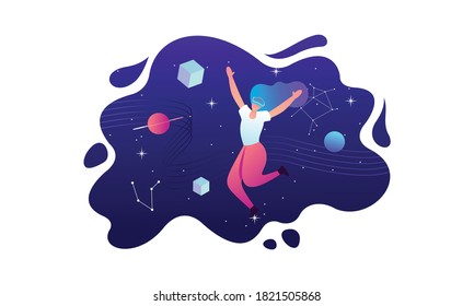 Concepto de ilustración de espacio de realidad virtual para plantilla de página de inicio