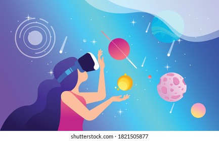 Virtual Reality Space Illustration Konzept für die Landung von Seitenvorlagen
