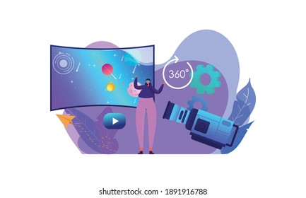 Concepto de ilustración de espacio de realidad virtual para plantilla de página de inicio