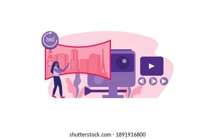Virtual reality space illustration concept for landing page template