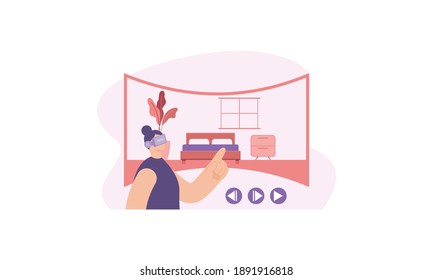 Virtual reality space illustration concept for landing page template