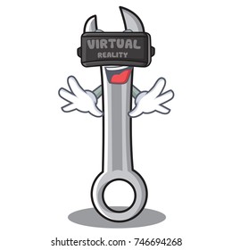 With virtual reality spanner character cartoon style