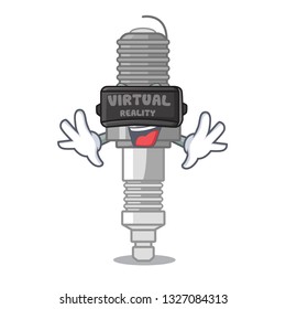 Virtual reality spark plug isolated with the mascot