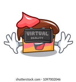 Virtual reality sponge cake mascot cartoon