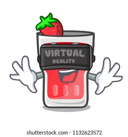 Virtual reality strawberry mojito mascot cartoon