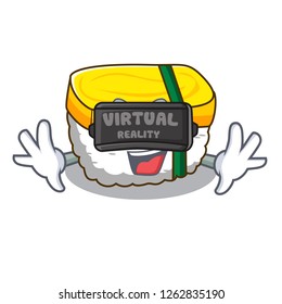 Virtual reality tamago sushi in a shape cartoon