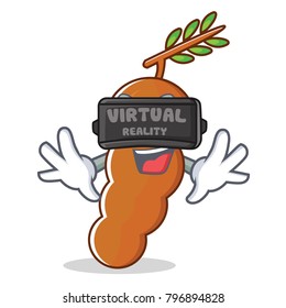 With virtual reality tamarind mascot cartoon style
