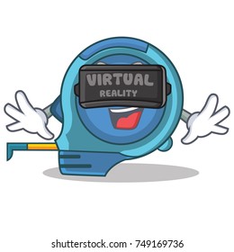 With virtual reality tape measure character cartoon