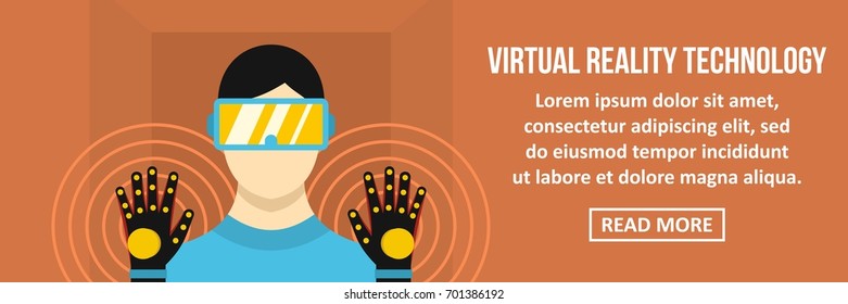 Virtual reality technology banner horizontal concept.Flat illustration of virtual reality technology banner horizontal vector concept for web
