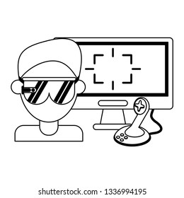 Virtual reality technology in black and white