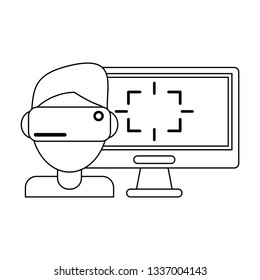 Virtual reality technology in black and white