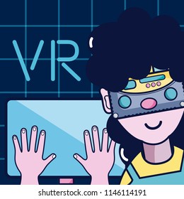Virtual Reality technology cartoons