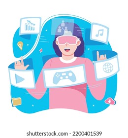 Ilustración del concepto de tecnología de realidad virtual