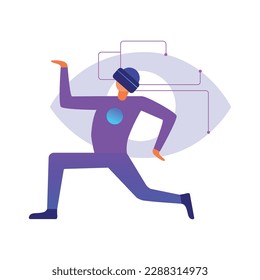 Virtual reality technology flat concept with man having fun using vr glasses vector illustration