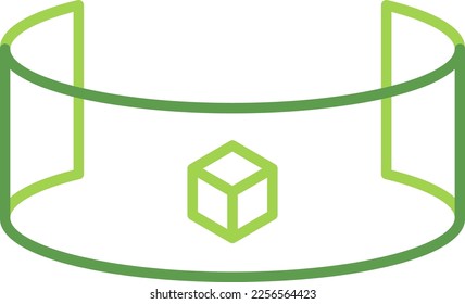 Virtual reality technology icon with green duotone style. Computing, diagram, download, file, folder, graph, laptop . Vector illustration