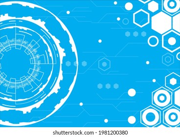Virtual reality technology screen. Abstract hi-tech background. Futuristic interface. Geometric hexagon and circle shapes