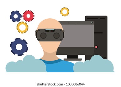 virtual reality technology set icons