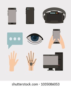 virtual reality technology set icons