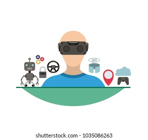 virtual reality technology set icons
