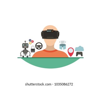 virtual reality technology set icons